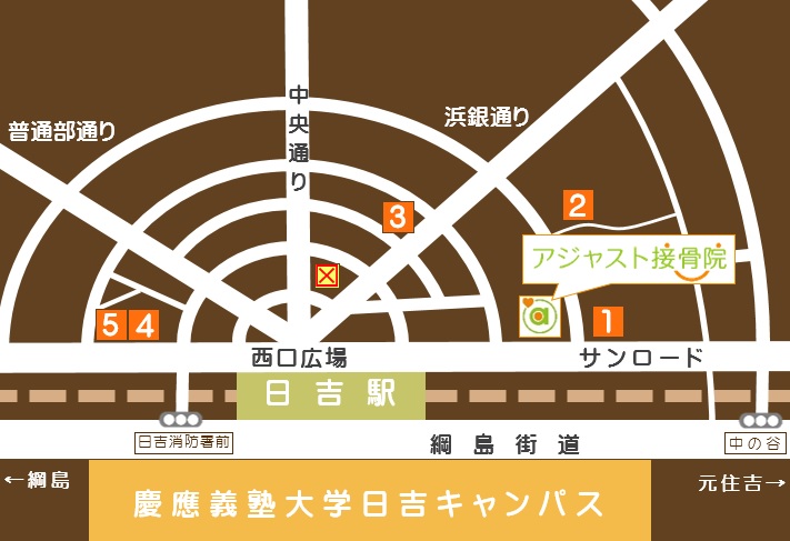 アジャスト接骨院周辺の駐車場